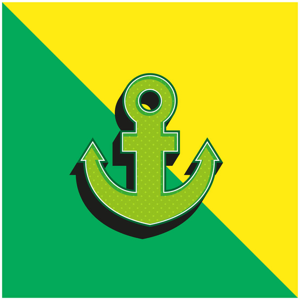 Ancla verde y amarillo moderno vector 3d icono del logotipo - Vector, imagen