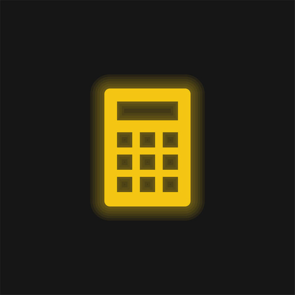 Basic Calculator yellow glowing neon icon - Vector, Image