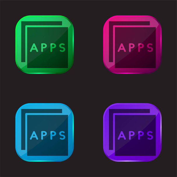 Ikona tlačítka čtyři barvy skla aplikace - Vektor, obrázek