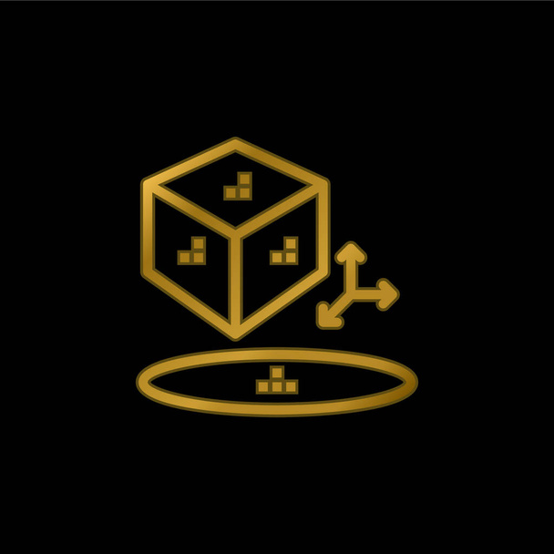 3d banhado a ouro ícone metálico ou vetor logotipo - Vetor, Imagem