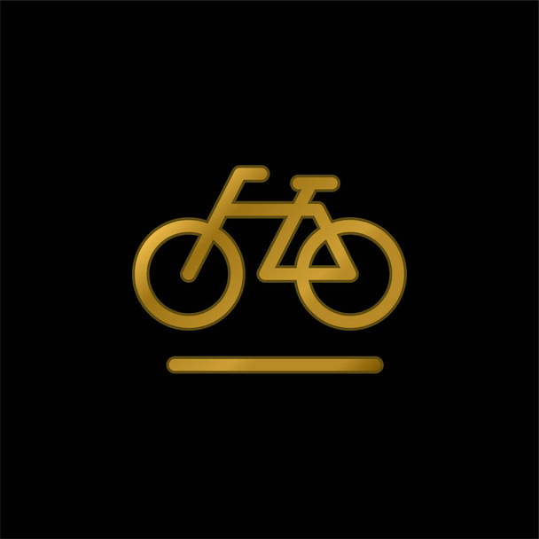 Bicicleta chapado en oro icono metálico o logo vector - Vector, Imagen