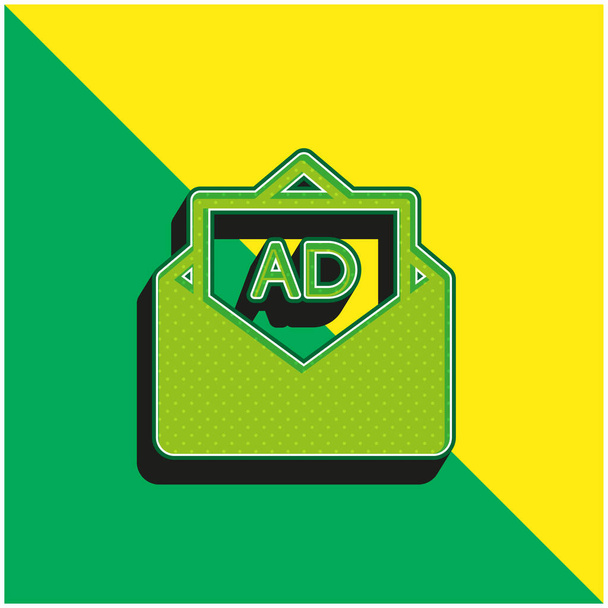 AD Mail Green and yellow modern 3d vector icon logo - Vector, Image