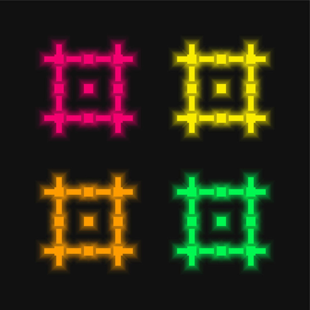割り当て4色輝くネオンベクトルアイコン - ベクター画像