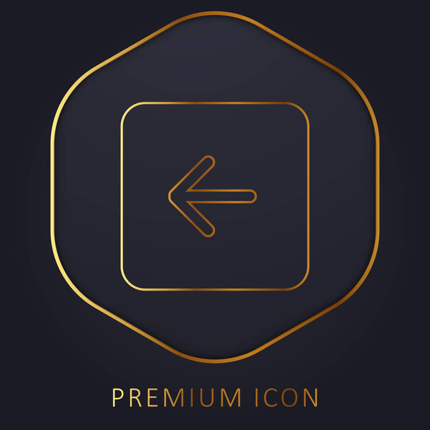 Atrás Negro Cuadrado Interfaz Botón Símbolo línea de oro logotipo premium o icono - Vector, imagen