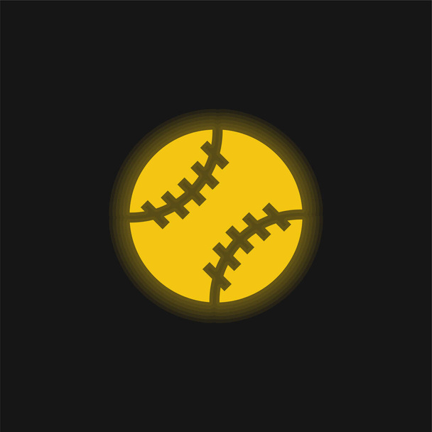 Baseball sárga izzó neon ikon - Vektor, kép
