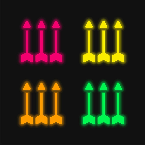 Dört renkli parlayan neon vektör simgesi - Vektör, Görsel