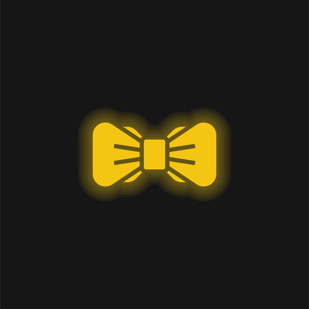 Bow Tie amarelo brilhante ícone de néon - Vetor, Imagem