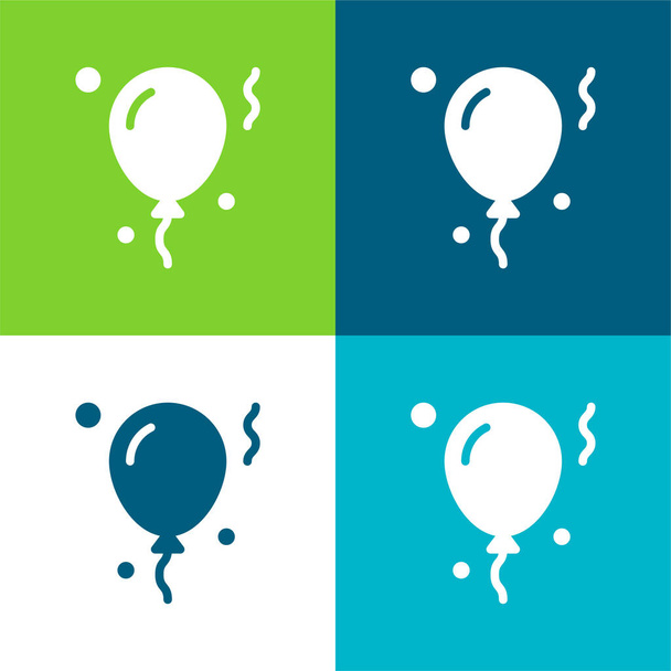 Balloon Flat 4-кольоровий мінімальний набір ікон - Вектор, зображення