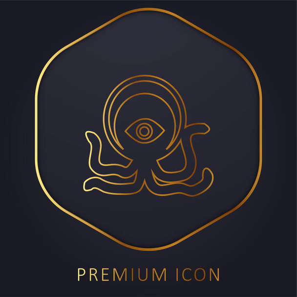 Alien Creature golden line premium logo or icon - Vector, Image