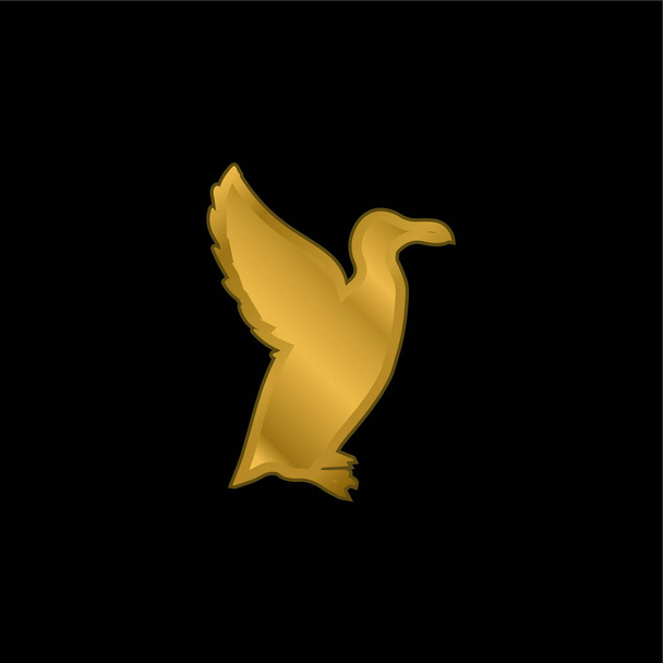 Bird Auk Kształt pozłacany metaliczna ikona lub wektor logo - Wektor, obraz