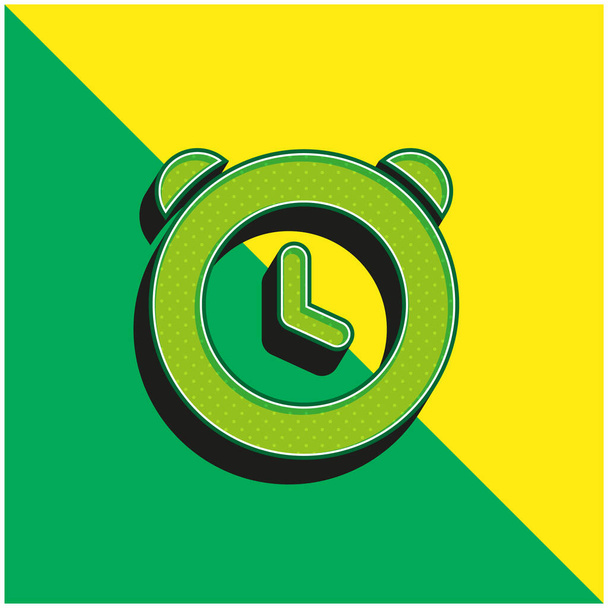 Alarm Saati Yeşil ve Sarı 3D vektör simgesi - Vektör, Görsel