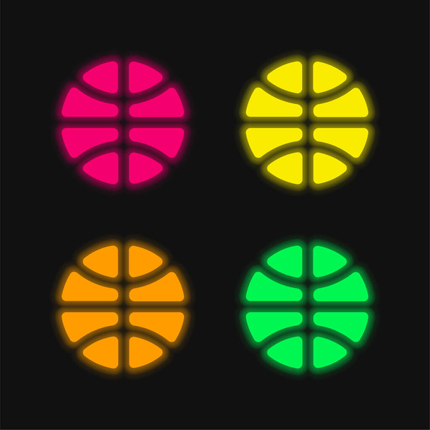 Баскетбол чотирикольоровий світиться неоновий вектор значок
 - Вектор, зображення