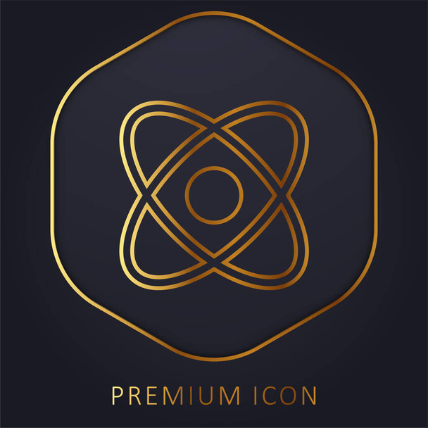 Atom línea de oro logotipo premium o icono - Vector, imagen