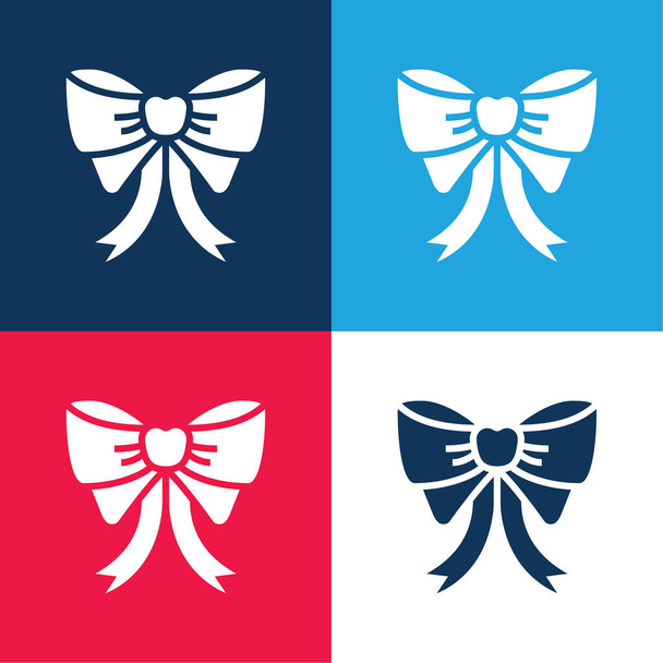 Bow blue and red four color minimal icon set - Vector, Image