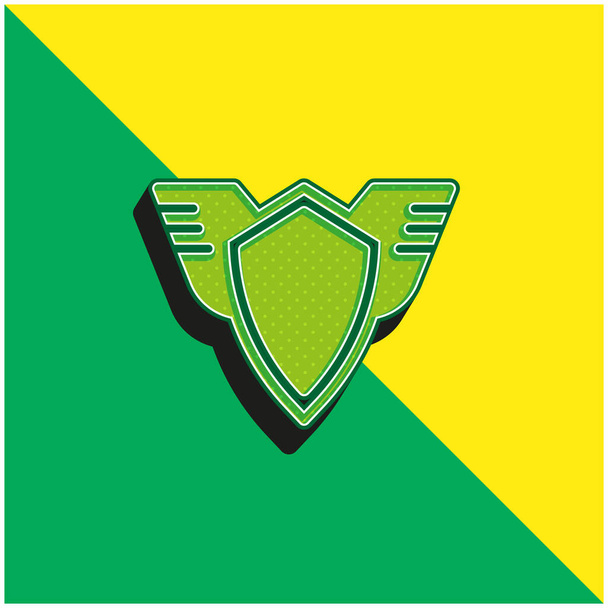 Badge Logo icona vettoriale 3D moderna verde e gialla - Vettoriali, immagini