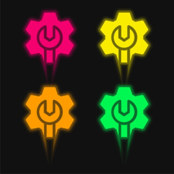 Адміністрування чотирьох кольорів, що світяться неоном Векторна піктограма
 - Вектор, зображення