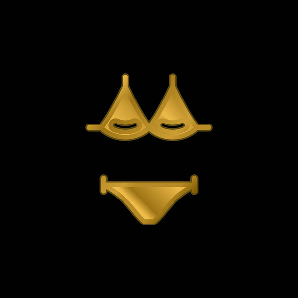 Bikini gold plated metalic icon or logo vector - Vector, Image