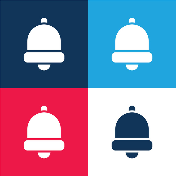 Campana azul y rojo conjunto de iconos mínimo de cuatro colores - Vector, Imagen