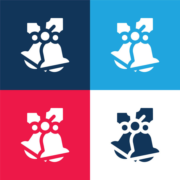 Cloches bleu et rouge quatre couleurs minimum jeu d'icônes - Vecteur, image