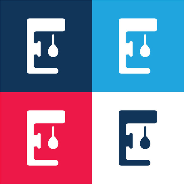 Balle de boxe bleu et rouge ensemble d'icônes minimales quatre couleurs - Vecteur, image