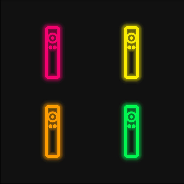 Apple Remote čtyři barvy zářící neonový vektor ikona - Vektor, obrázek