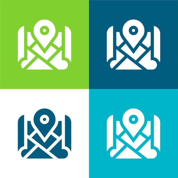 Adresse Ensemble d'icônes minimal plat quatre couleurs - Vecteur, image