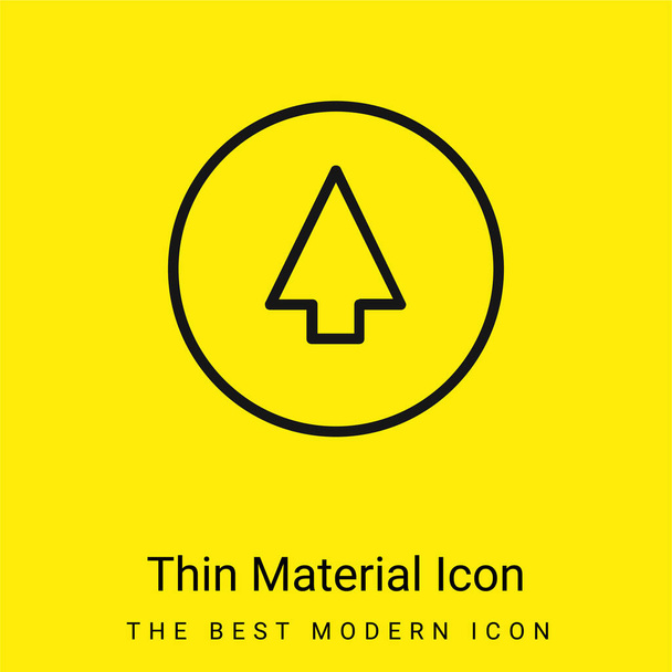 Flèche vers le haut contour sur le cercle fond minimal icône de matériau jaune vif - Vecteur, image