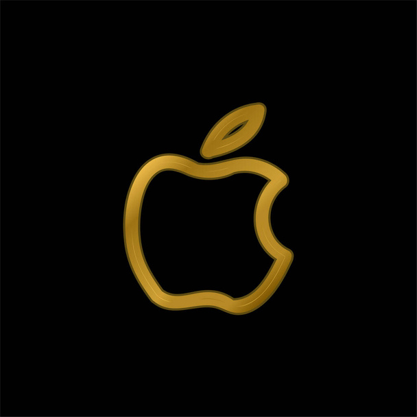 アップルブランドハンドドローのロゴ概要金メッキ金属アイコンまたはロゴベクトル - ベクター画像