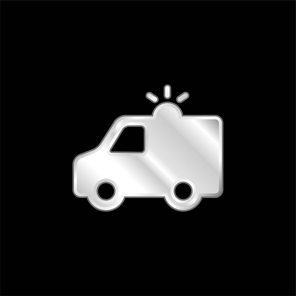 Ambulancia con icono metálico plateado claro - Vector, Imagen