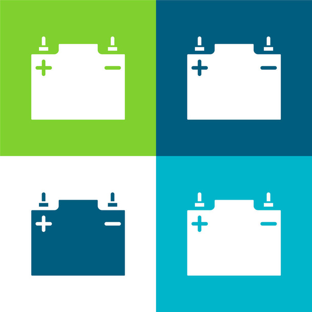 Batería plana de cuatro colores icono mínimo conjunto - Vector, Imagen