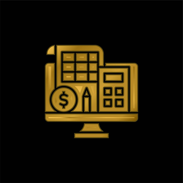 Bookkeeping gold plated metalic icon or logo vector - Vector, Image