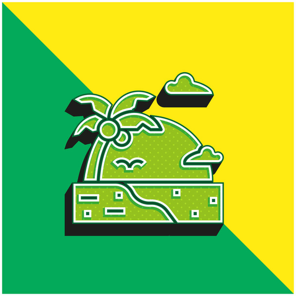 Spiaggia Verde e giallo moderno 3d vettoriale icona logo - Vettoriali, immagini