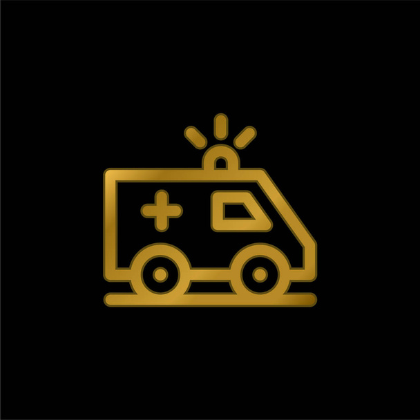 Ambulance gold plated metalic icon or logo vector - Vector, Image