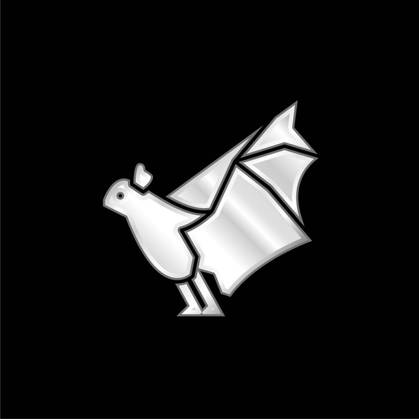murciélago plateado icono metálico - Vector, imagen