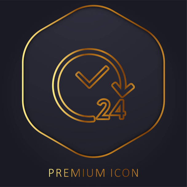 24 Hours Open golden line premium logo or icon - Vector, Image