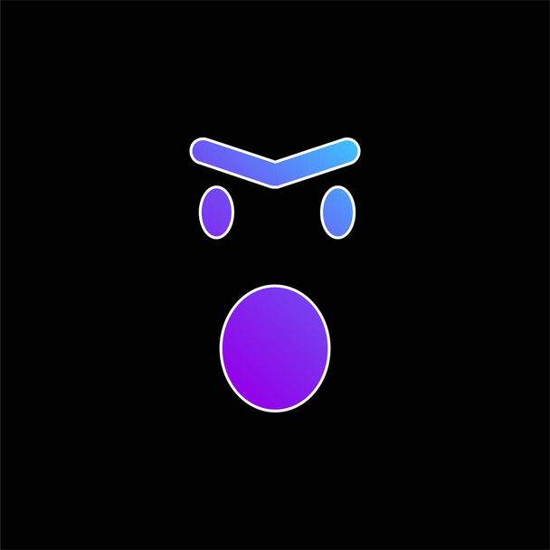 Angry Emoticon Face With Opened Mouth In Round Square Outline blue gradient vector icon - Vektor, obrázek