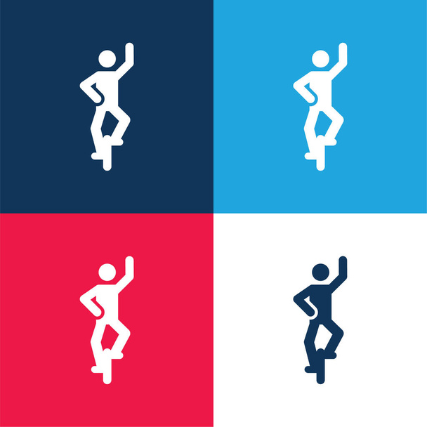 Acrobat azul y rojo conjunto de iconos mínimo de cuatro colores - Vector, Imagen