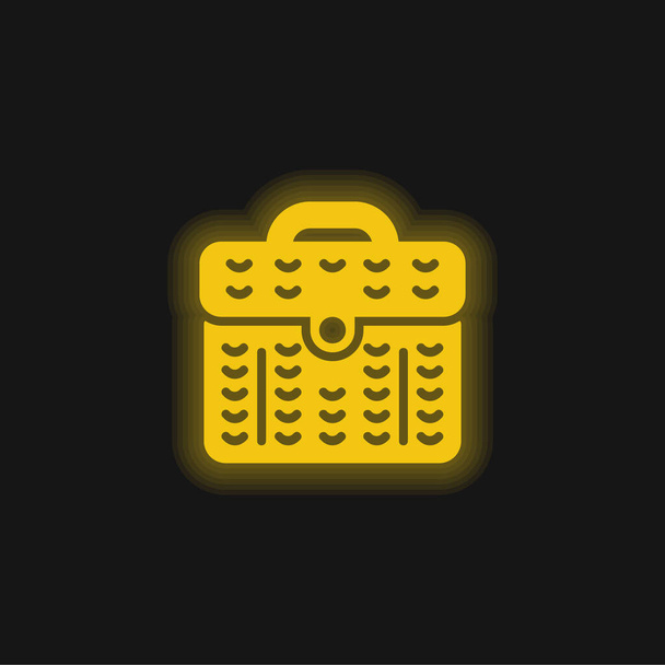 Košík žlutá zářící neonová ikona - Vektor, obrázek