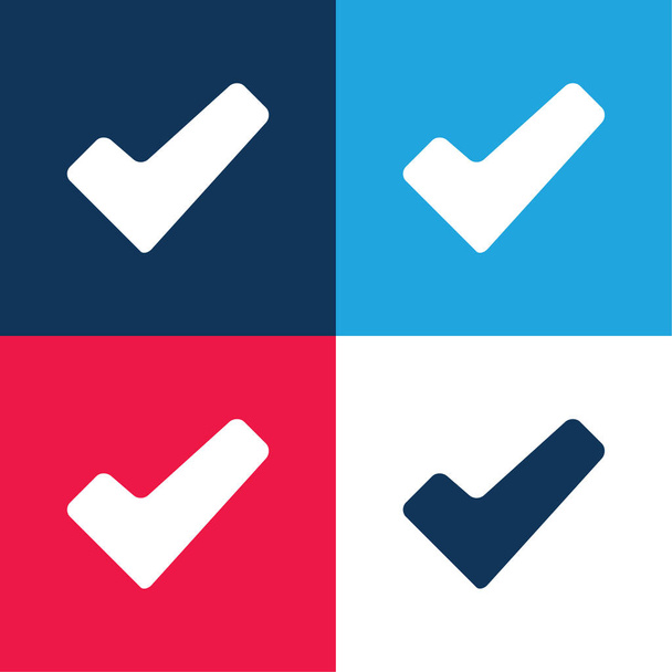 Έγκριση Σήματος μπλε και κόκκινο τεσσάρων χρωμάτων ελάχιστο σύνολο εικονιδίων - Διάνυσμα, εικόνα