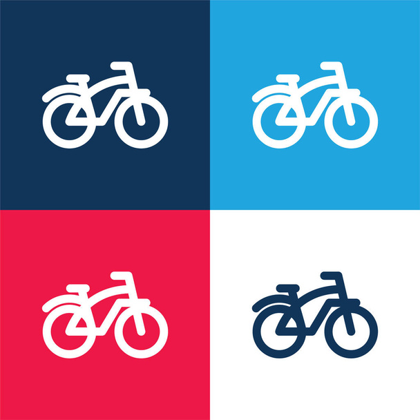 自転車青と赤の4色の最小アイコンセット - ベクター画像