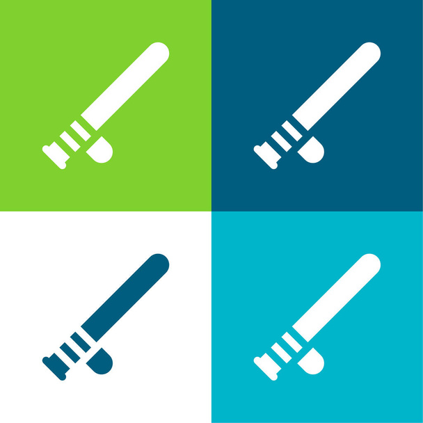 Baton Flat conjunto de iconos mínimo de cuatro colores - Vector, Imagen