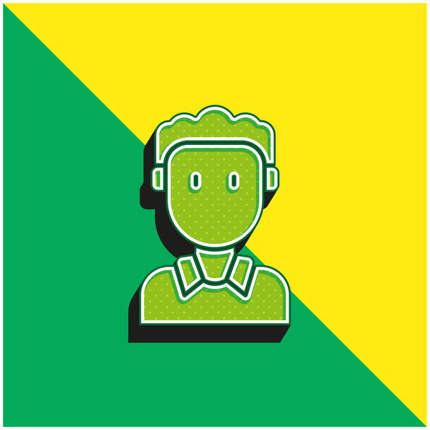 Ragazzo Logo icona vettoriale 3D moderna verde e gialla - Vettoriali, immagini