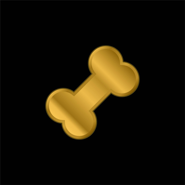 Hueso chapado en oro icono metálico o logo vector - Vector, Imagen