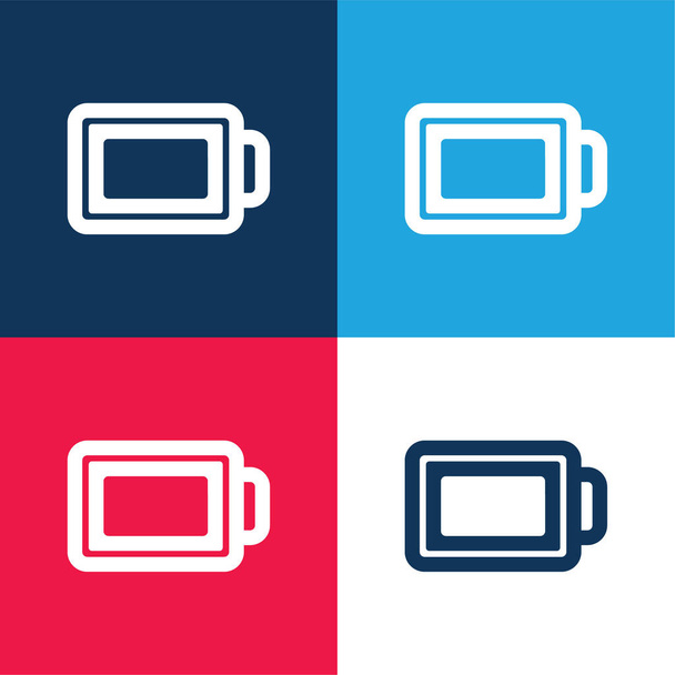 Set icona minimale a quattro colori blu e rosso Battery Outline - Vettoriali, immagini