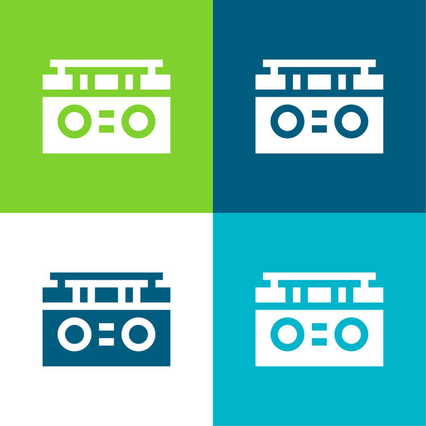 Boombox Flat four color minimal icon set - Vector, Image