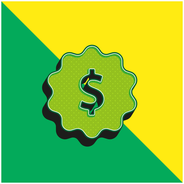Virkamerkki Vihreä ja keltainen moderni 3d vektori kuvake logo - Vektori, kuva