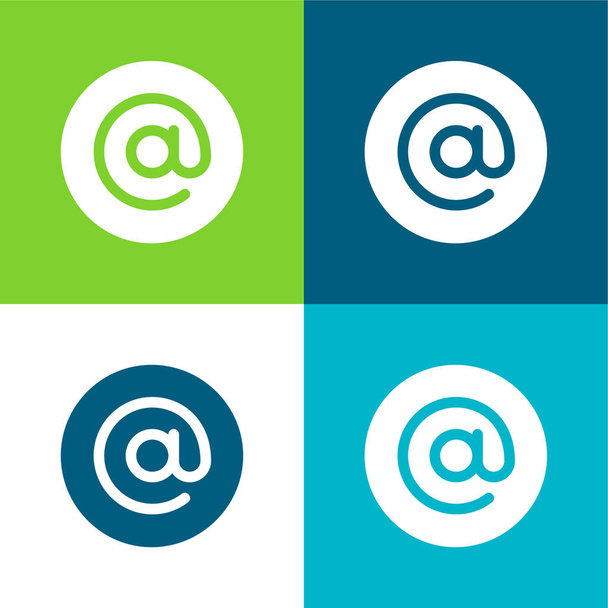 Arroba Lapos négy szín minimális ikon készlet - Vektor, kép