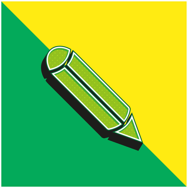 Black Ink Pen Green and yellow modern 3d vector icon logo - Vector, Image