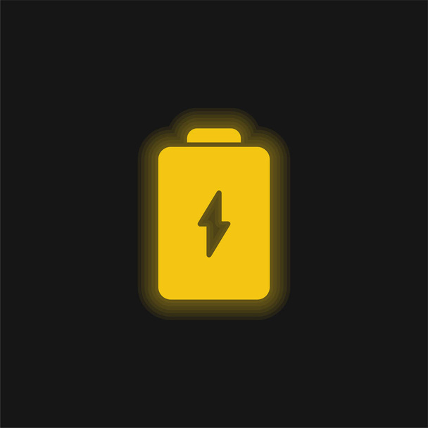 Akkumulátor sárga izzó neon ikon - Vektor, kép