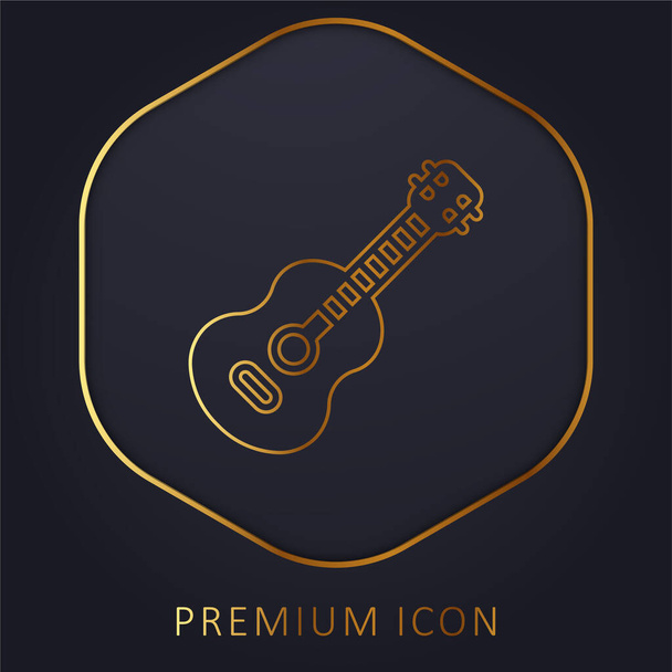 Chitarra acustica linea dorata logo premium o icona - Vettoriali, immagini